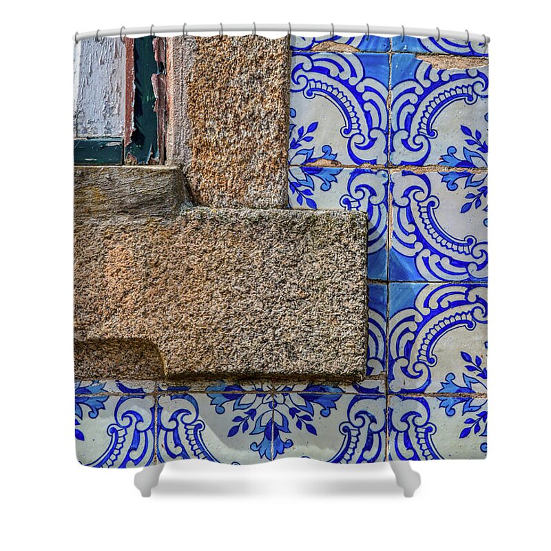 Arabic Shower Curtain featuring the photograph Azulejo Tile of Portugal by David Letts