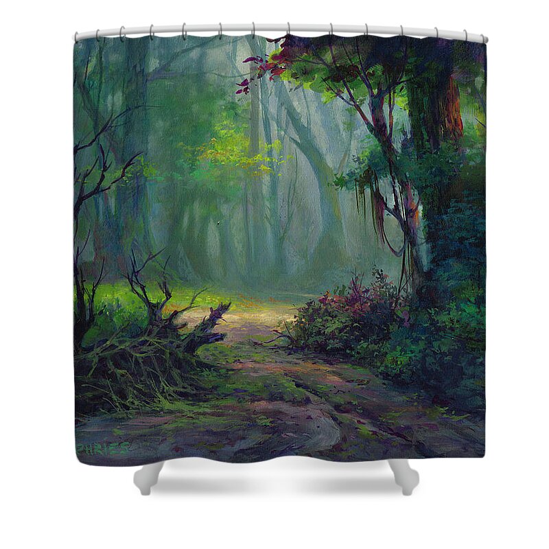 Michael Humphries Shower Curtain featuring the painting Back Trail by Michael Humphries