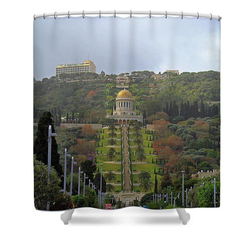 Bahai Shower Curtain featuring the photograph Bahai Gardens and Temple - Haifa, Israel by Richard Krebs