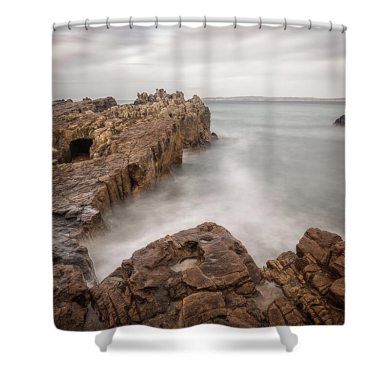 Pans Shower Curtain featuring the photograph Ballycastle - Pans Rock by Nigel R Bell