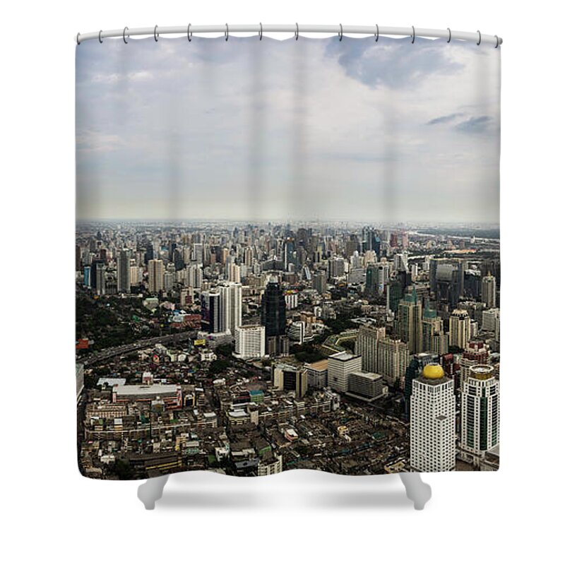 Tranquility Shower Curtain featuring the photograph Bangkok Panorama by @ Didier Marti