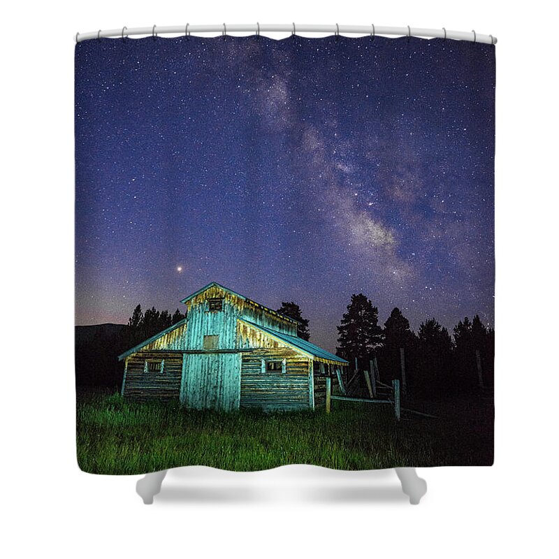 Colorado Shower Curtain featuring the photograph Barn in Rocky 2 by Gary Lengyel
