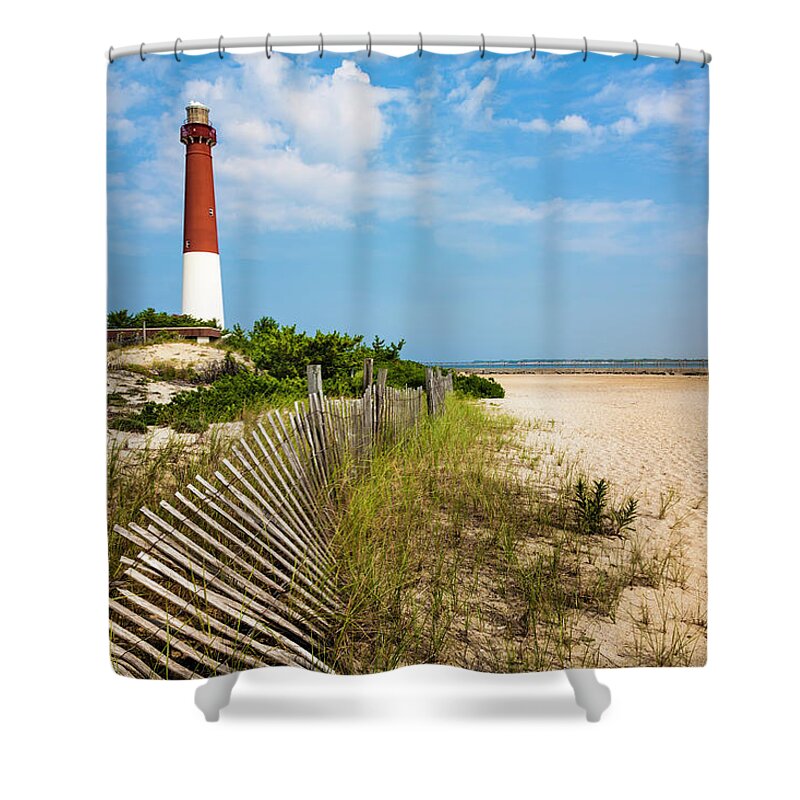 #faatoppicks Shower Curtain featuring the photograph Barnegat Lighthouse, Sand, Beach, Dune by Dszc