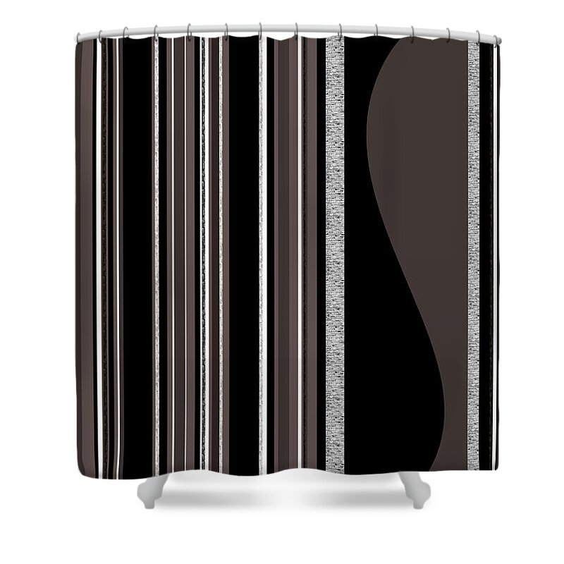 Bass Note Shower Curtain featuring the digital art Bass Note - Random Stripes - Black and White by Val Arie