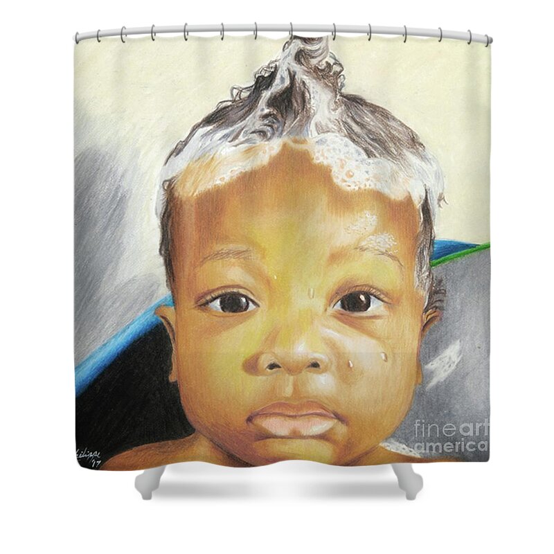 Black Art Shower Curtain featuring the drawing Bath Time by Philippe Thomas