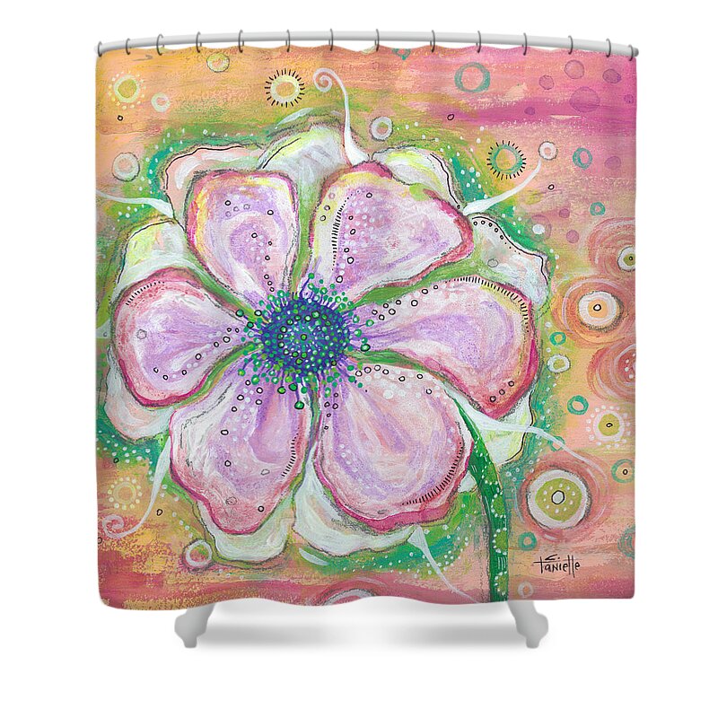 Flower Painting Shower Curtain featuring the painting Be Still My Heart by Tanielle Childers
