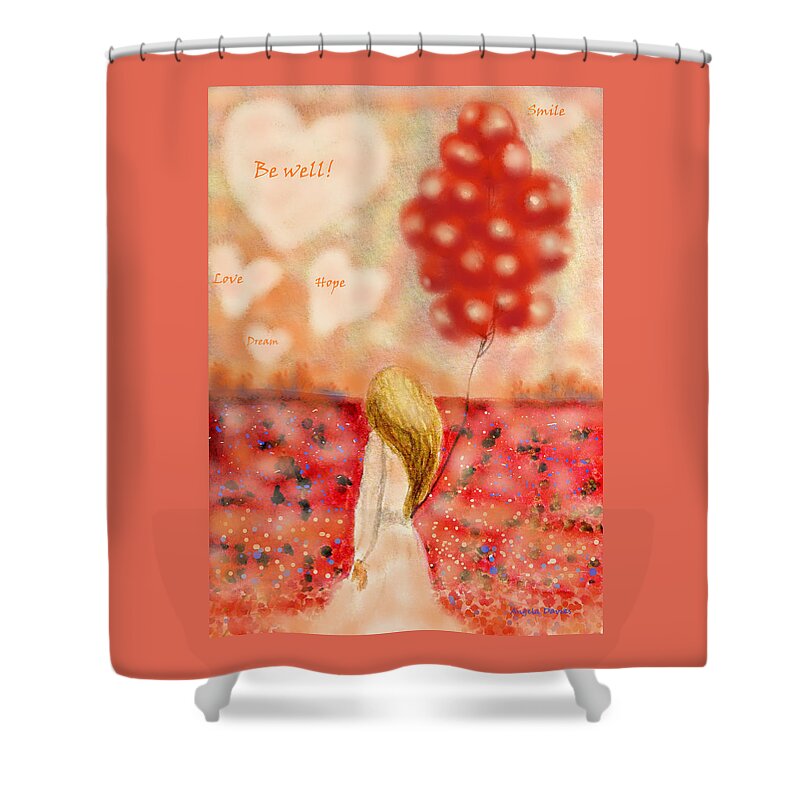Get Well Card Shower Curtain featuring the digital art Be Well by Angela Davies