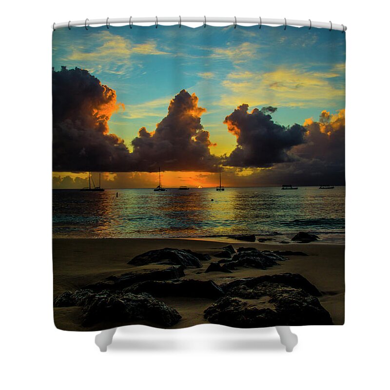 Barbados Shower Curtain featuring the photograph Beach at sunset 2 by Stuart Manning