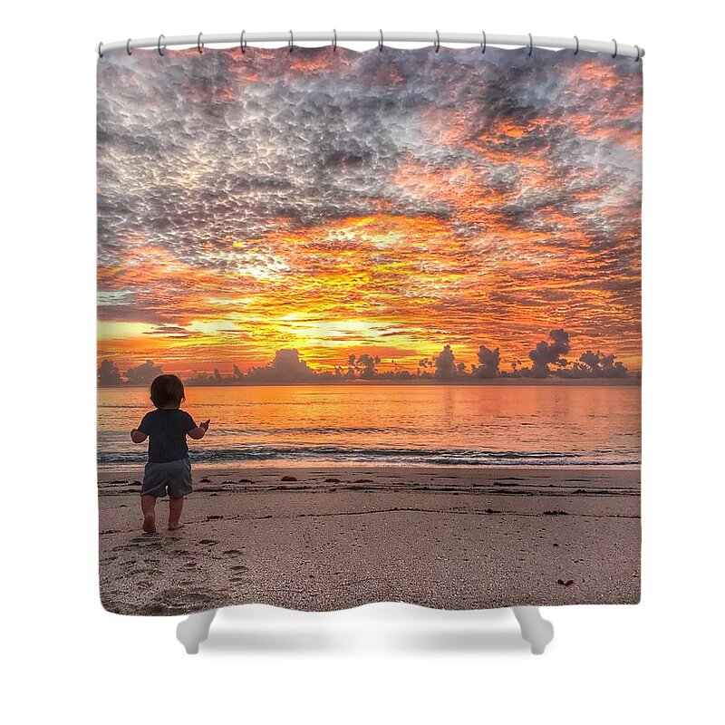 Florida Shower Curtain featuring the photograph Beach Baby Sunrise 2 Delray Beach Florida by Lawrence S Richardson Jr
