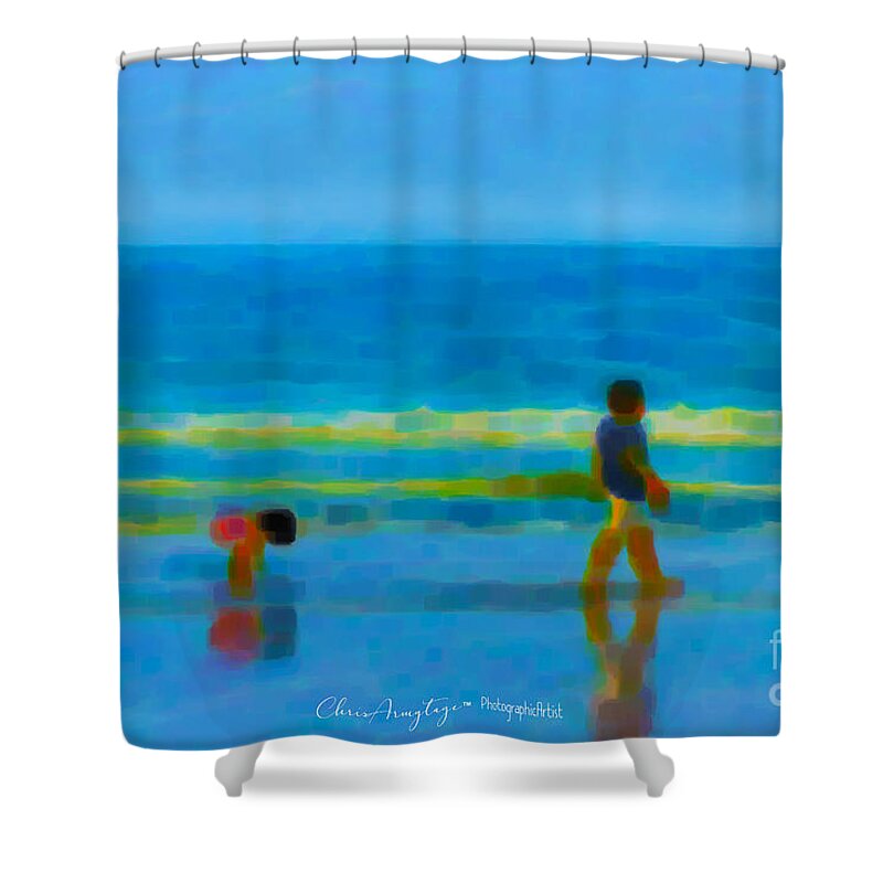 Beach Shower Curtain featuring the painting Beach Blues by Chris Armytage
