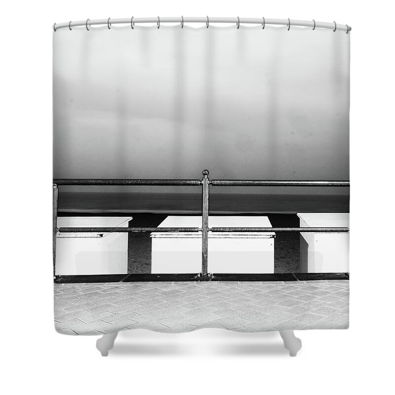Black And White Shower Curtain featuring the photograph Beach Calm by Inge Elewaut