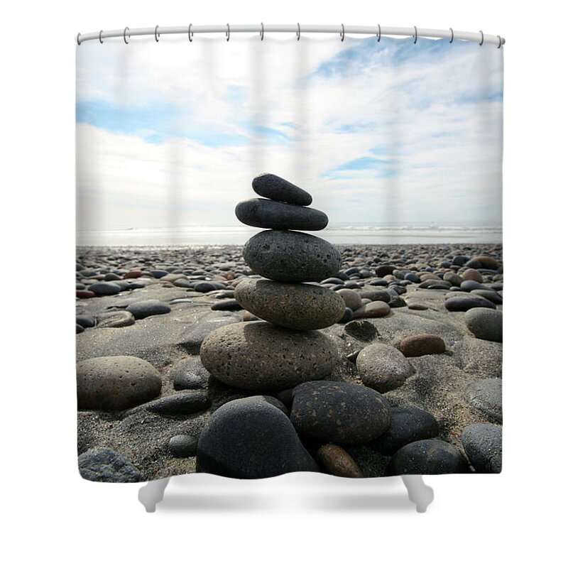 Heap Shower Curtain featuring the photograph Beach Rocks by Rpsycho