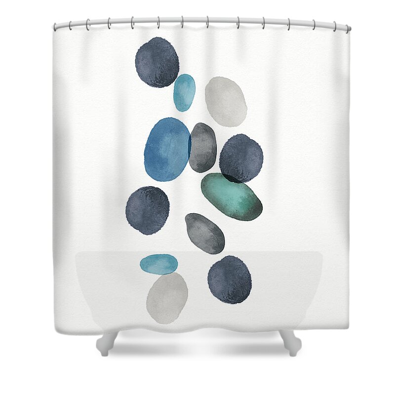 Modern Shower Curtain featuring the painting Beach Stones 2- Art by Linda Woods by Linda Woods