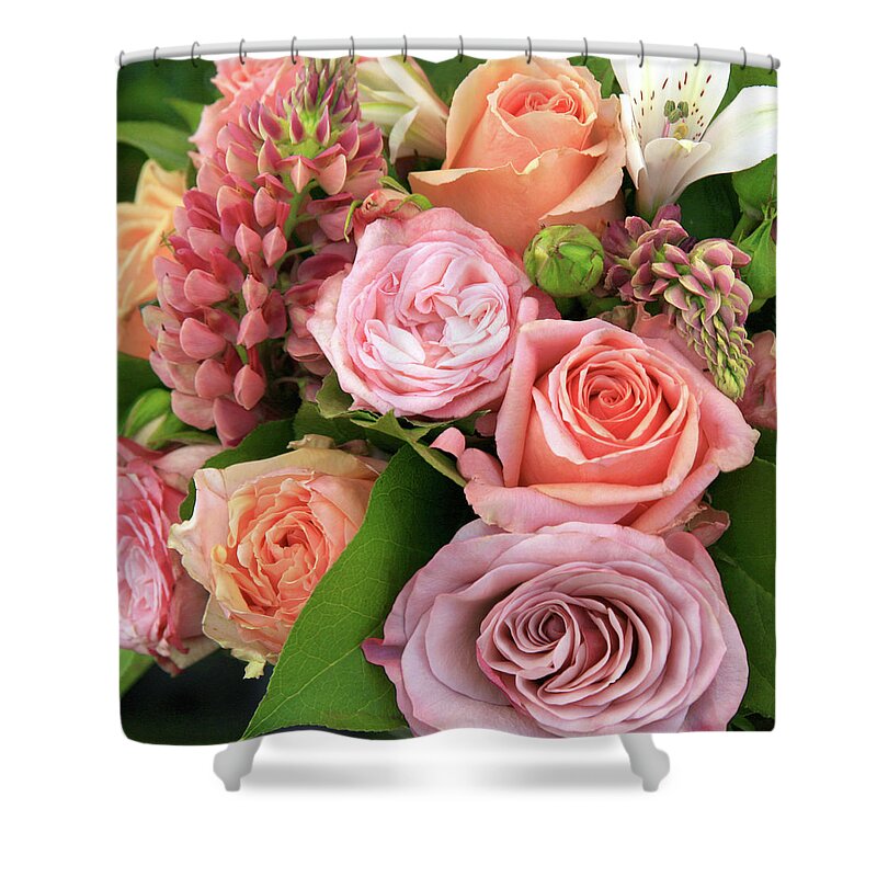 Large Group Of Objects Shower Curtain featuring the photograph Beautiful Bouquet Of Flowers In Soft by Lubilub