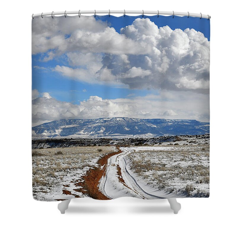 Ruby Mountain Shower Curtain featuring the photograph Beautiful Clouds over Grand Mesa in Grand Junction Colorado by Ray Mathis