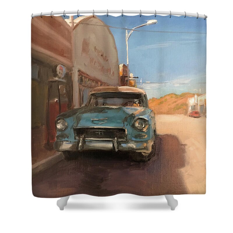 Lowell Shower Curtain featuring the painting Beautiful Downtown Lowell, Arizona by Elizabeth Jose