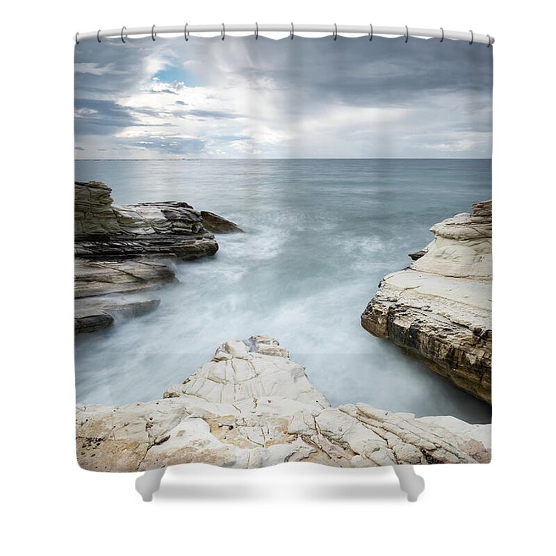Seascape Shower Curtain featuring the photograph Beautiful dramatic Seascape by Michalakis Ppalis