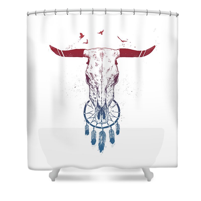 Skull Shower Curtain featuring the drawing Beautiful dream by Balazs Solti