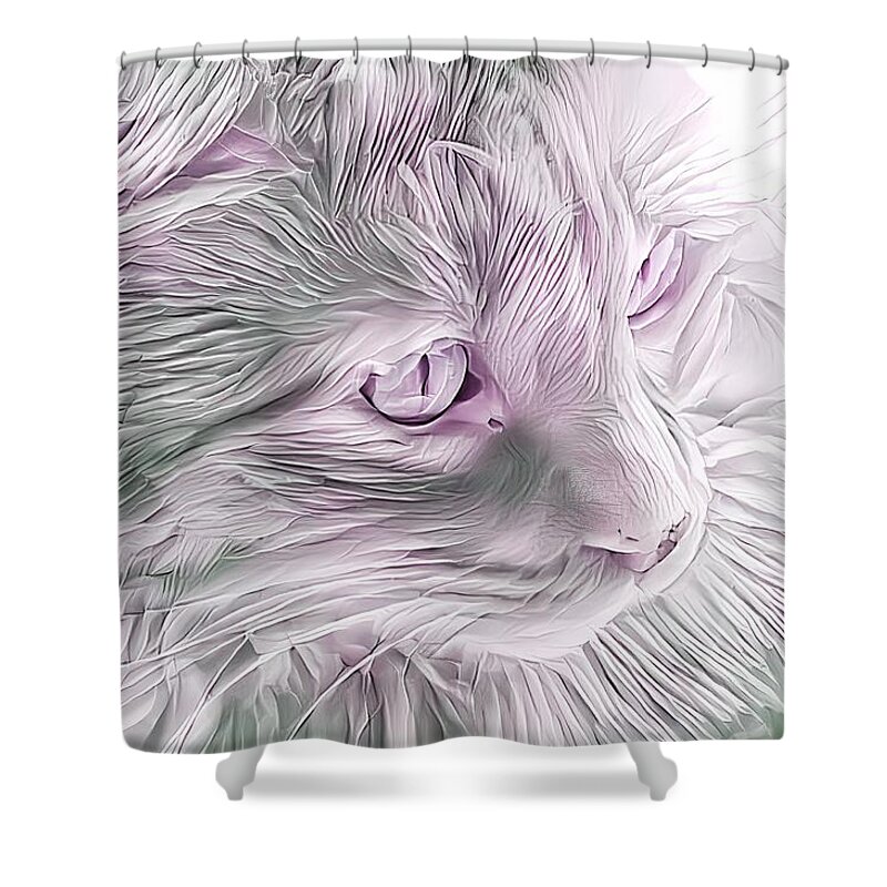 Silk Shower Curtain featuring the digital art Beautiful Purple Maine Coon by Don Northup