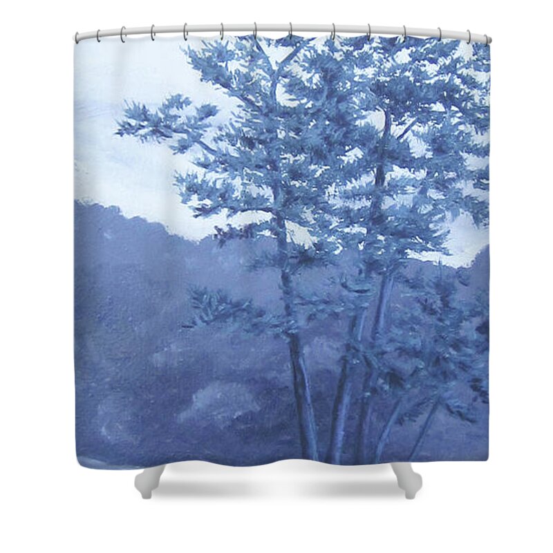 Lake Shower Curtain featuring the painting Beaver Lake by Anne Marie Brown