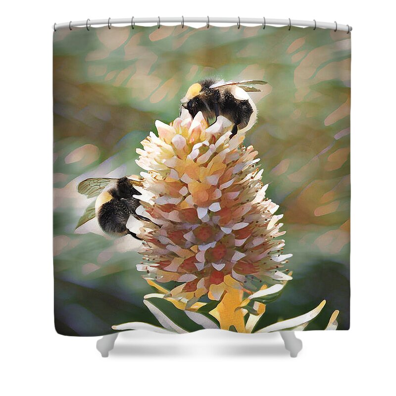 Bee Shower Curtain featuring the digital art Bee Bee by David Bader