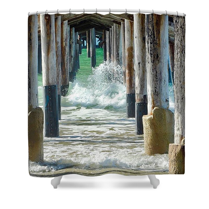 Below Shower Curtain featuring the photograph Below The Pier by Brian Eberly