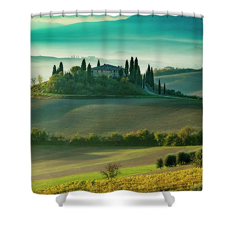 Tuscany Shower Curtain featuring the photograph Belvedere Sunrise by Brian Jannsen