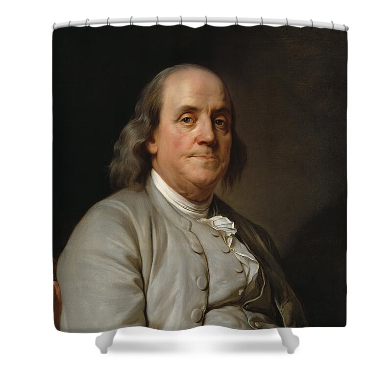 Benjamin Franklin Shower Curtain featuring the painting Benjamin Franklin Painting - Joseph Duplessis by War Is Hell Store