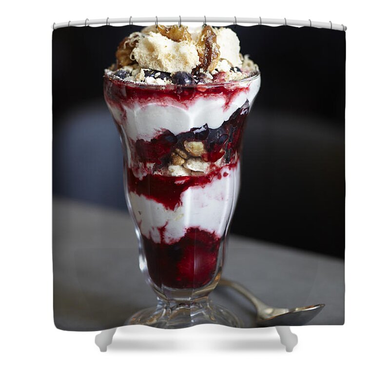 Temptation Shower Curtain featuring the photograph Berry Parfait by Carin Krasner