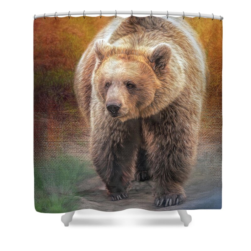 Grizzly Shower Curtain featuring the painting Big Ben Jr. by Jeanette Mahoney