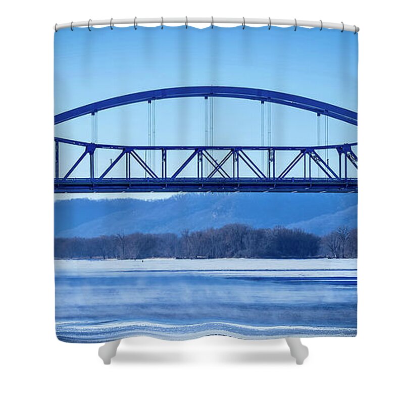 Bridges Shower Curtain featuring the photograph Big Blue by Phil S Addis
