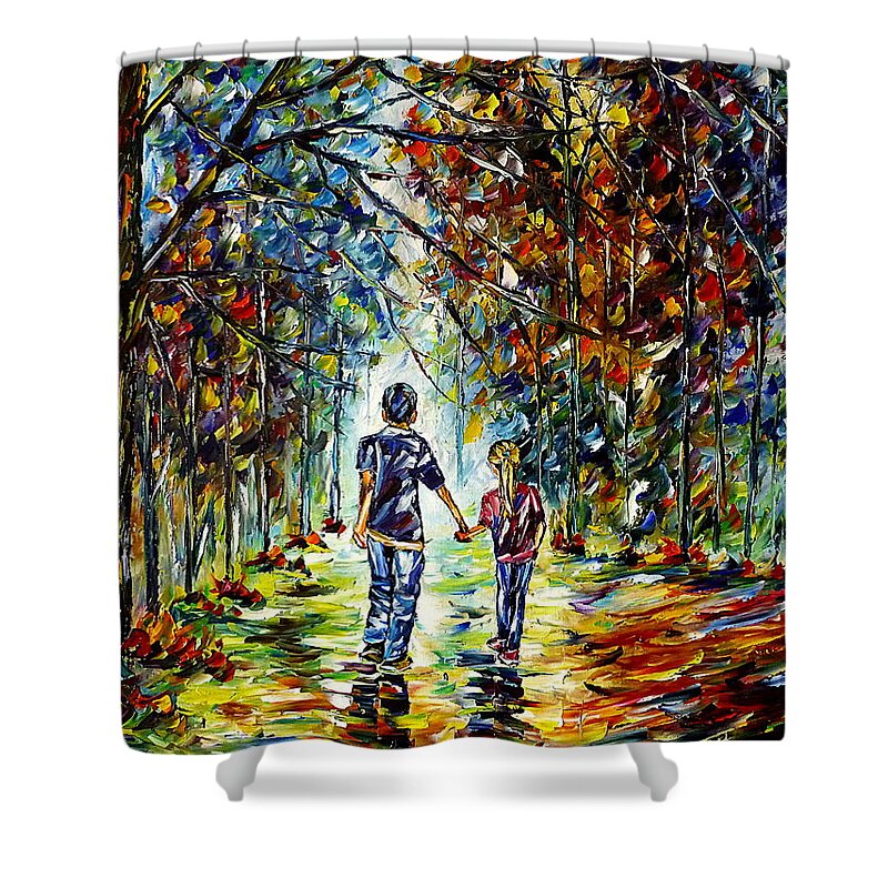Children In The Nature Shower Curtain featuring the painting Big Brother by Mirek Kuzniar