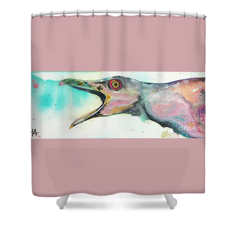 Seagull Shower Curtain featuring the painting Big Gulp by Kasha Ritter