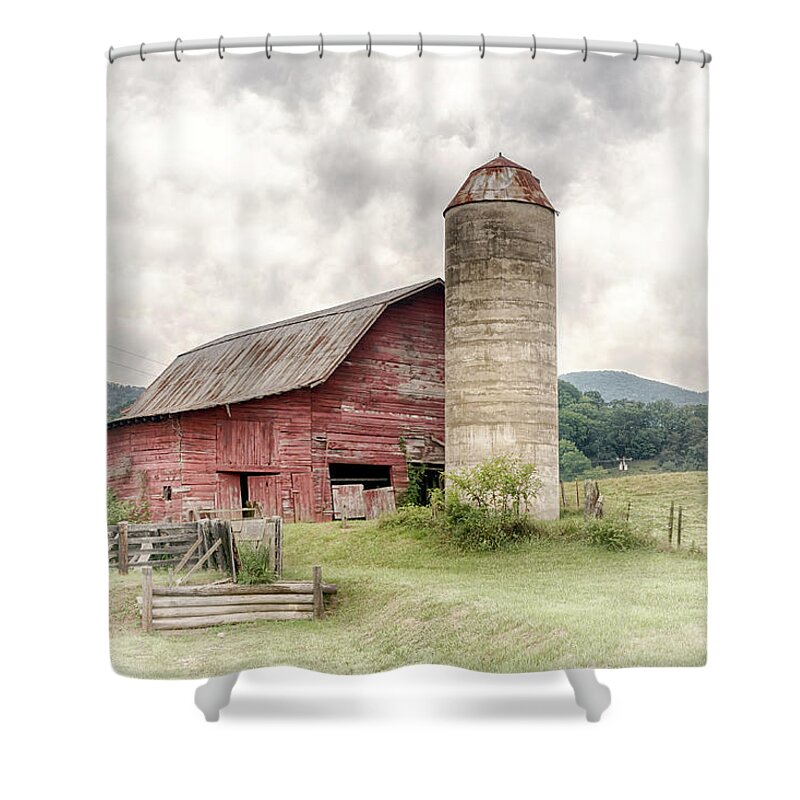 Barn Shower Curtain featuring the photograph Big Red Barn and Silo #0971 by Susan Yerry