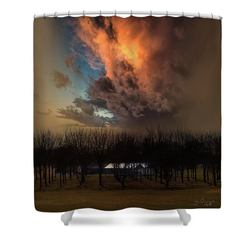 Evie Shower Curtain featuring the photograph Big Sky Cranes Orchards Michigan by Evie Carrier