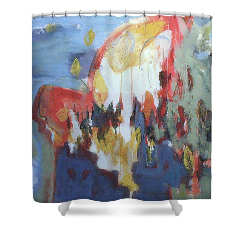Fall Shower Curtain featuring the painting Bigger Than Us by Janet Zoya