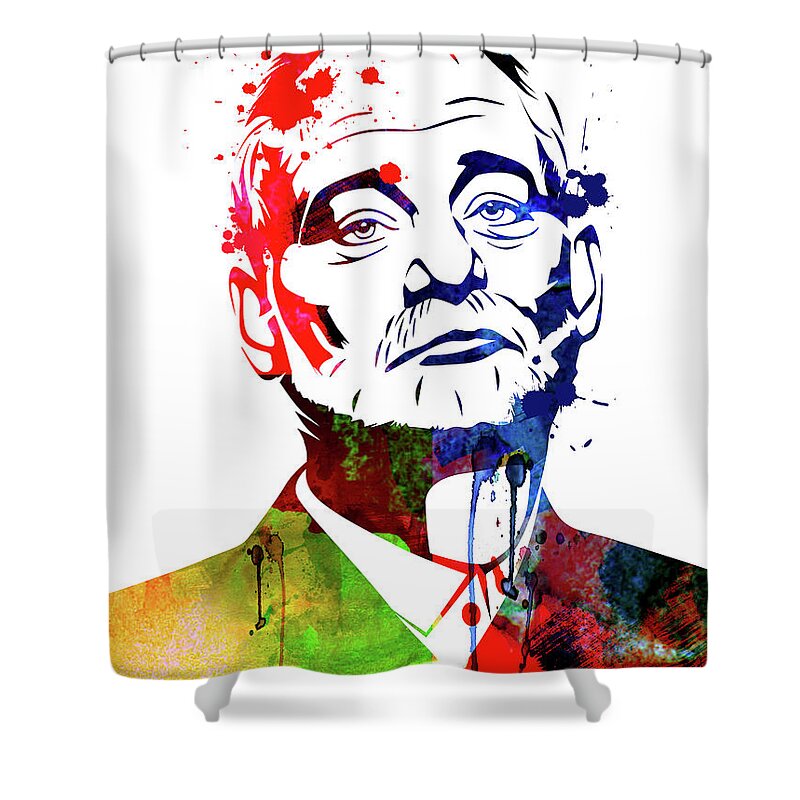 Movies Shower Curtain featuring the mixed media Bill Murray Watercolor by Naxart Studio