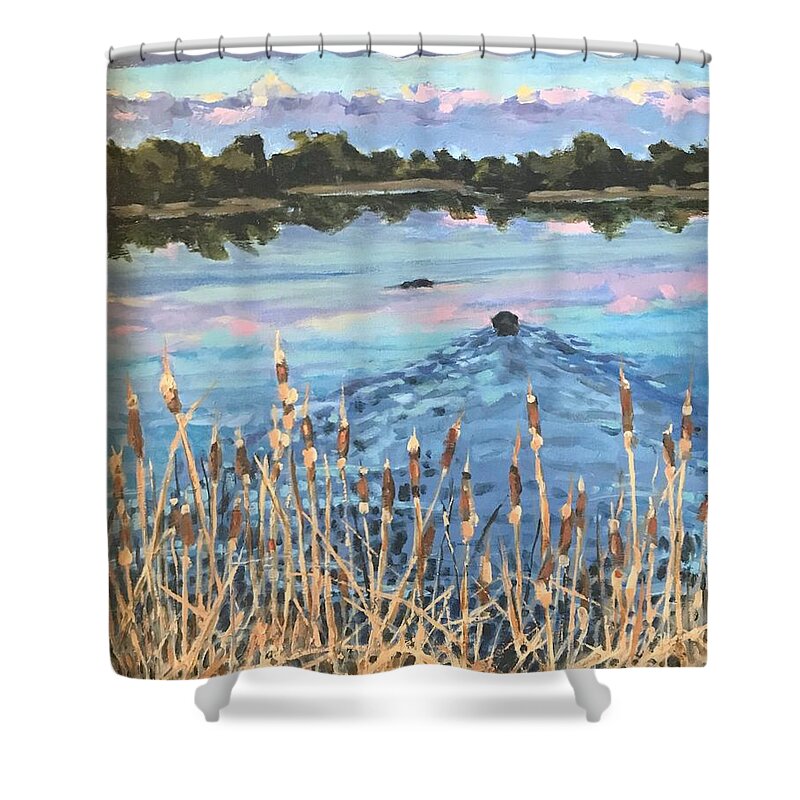 Bird Dog Shower Curtain featuring the painting Bird Dog by Les Herman