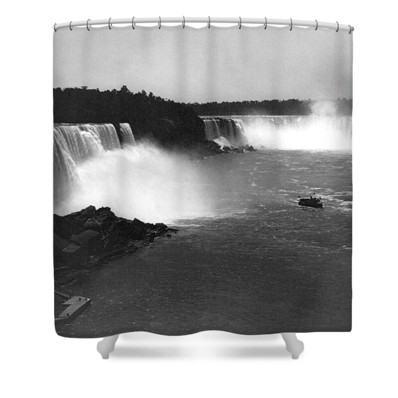 Niagara Shower Curtain featuring the painting Bird's-eye view of Niagara Falls by George Barker