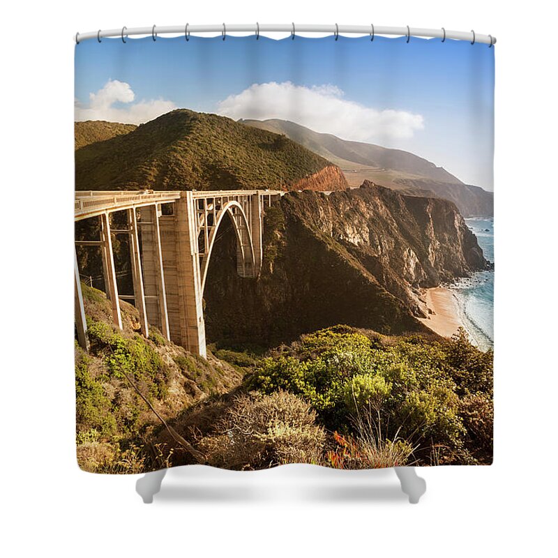 Scenics Shower Curtain featuring the photograph Bixby Bridge, Big Sur, California, Usa by Paul Giamou