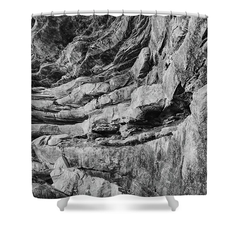 Tennessee Shower Curtain featuring the photograph Black And White Sandstone Cliff by Phil Perkins
