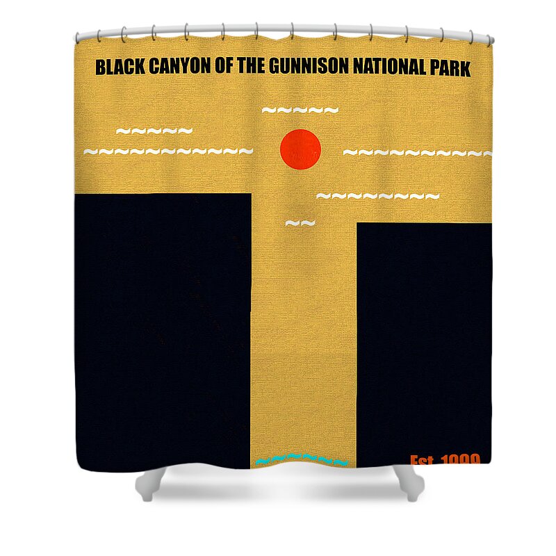 Black Canyon Of The Gunnison National Park Colorado Shower Curtain featuring the mixed media Black Canyon of the Gunnison N. P. M series by David Lee Thompson