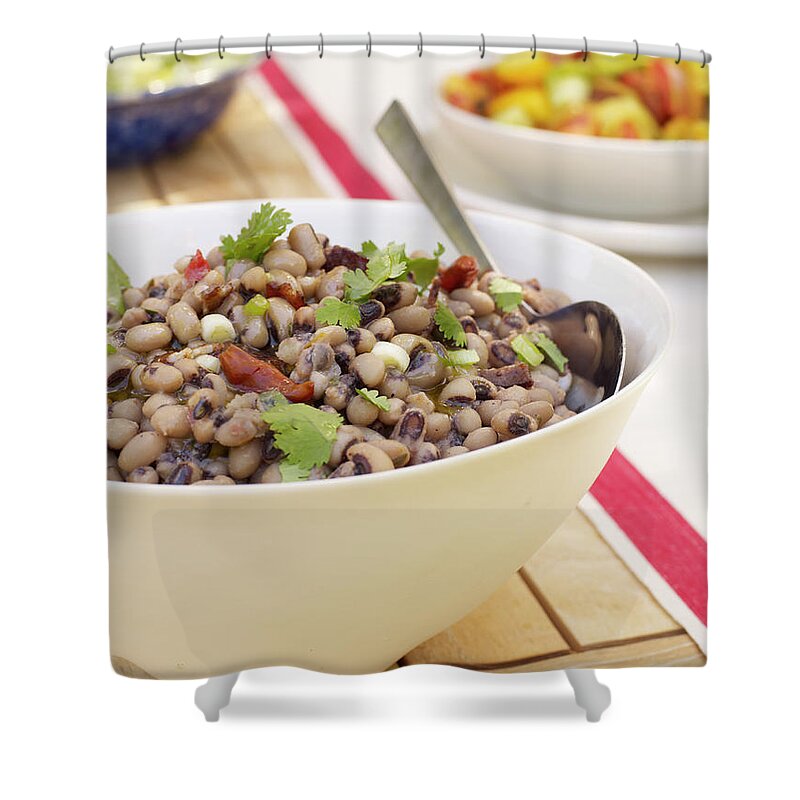 Spoon Shower Curtain featuring the photograph Black Eyed Pea Salad by James Baigrie
