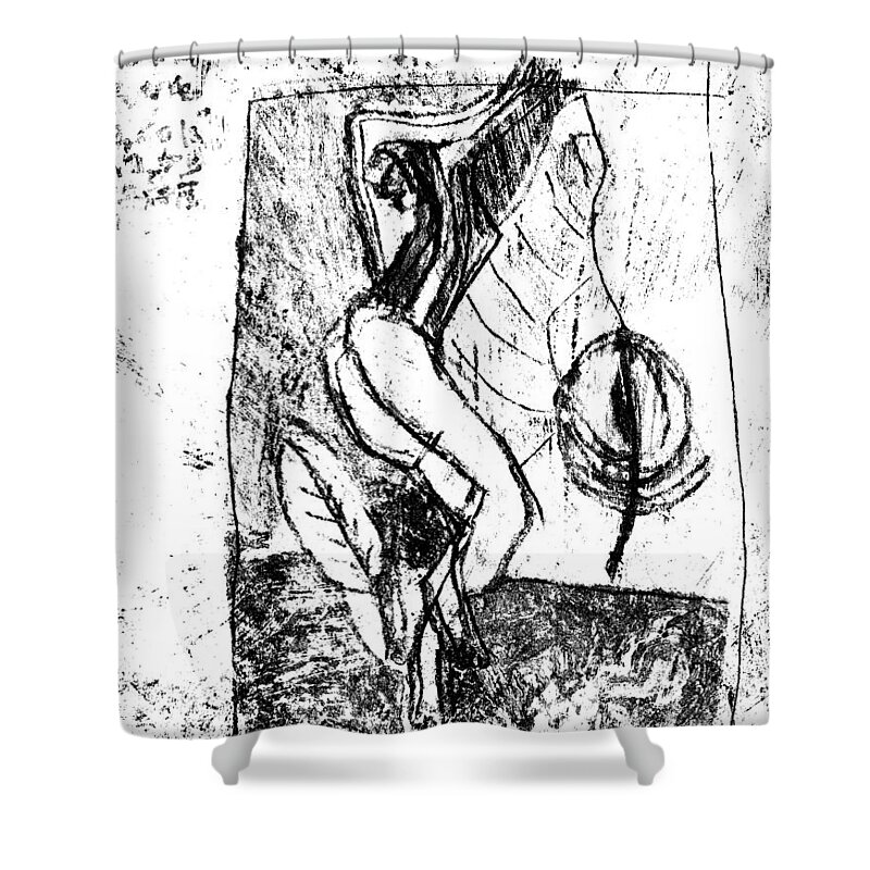Bandw Shower Curtain featuring the drawing Black Ivory Actual 1b76z by Edgeworth Johnstone