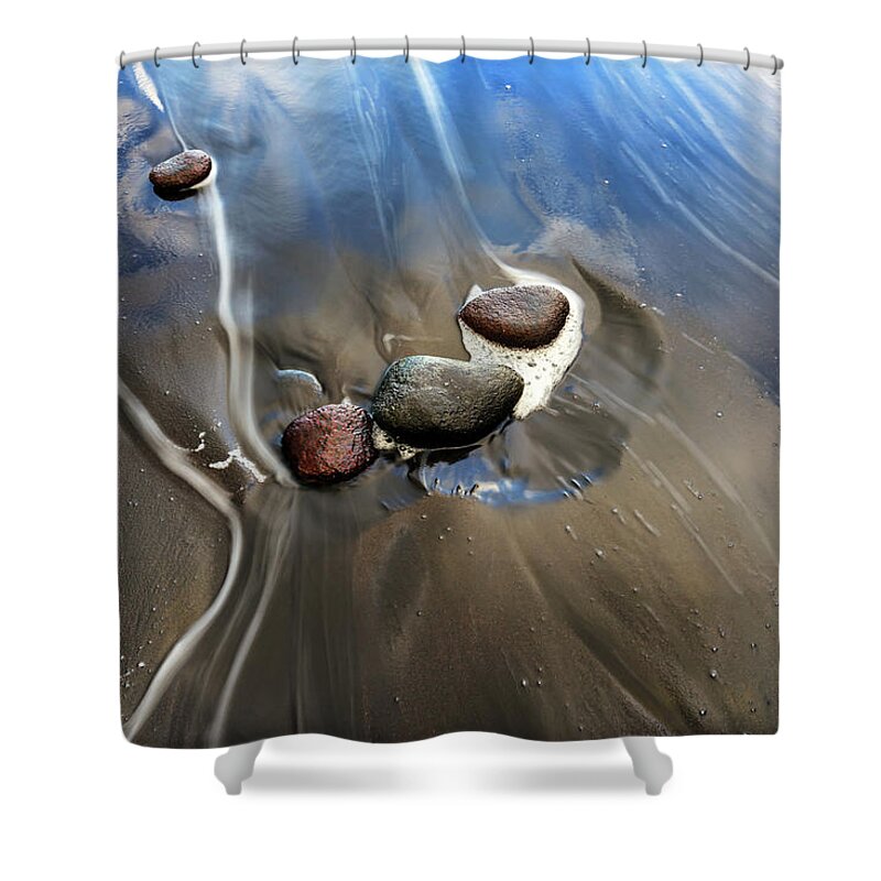 Chris Johnson Shower Curtain featuring the photograph Black Sand Reflection by Christopher Johnson