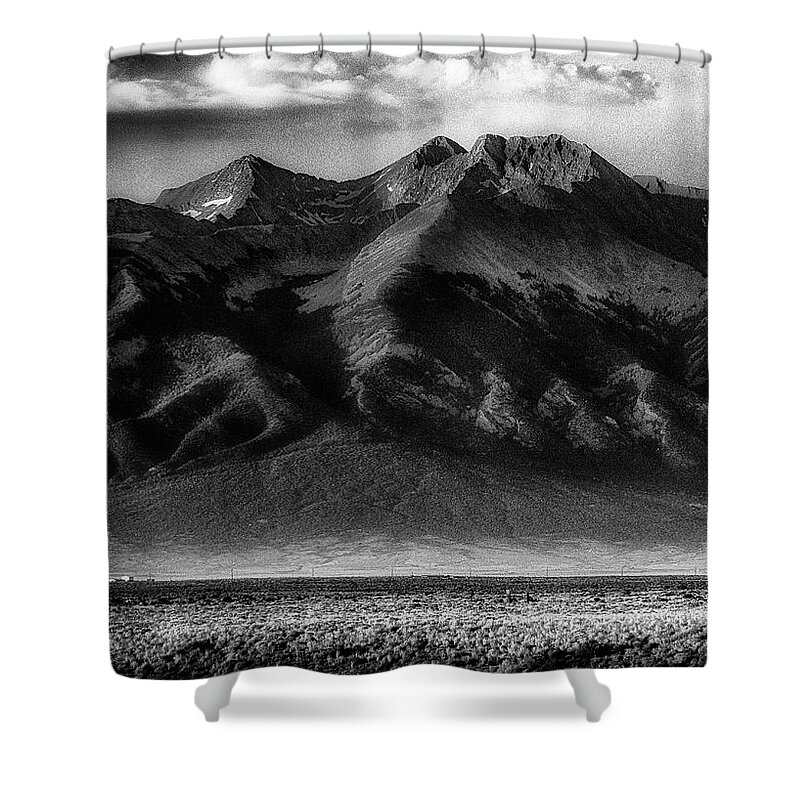 Alamosa Shower Curtain featuring the photograph Blanca Peak in BW by Bill Frische