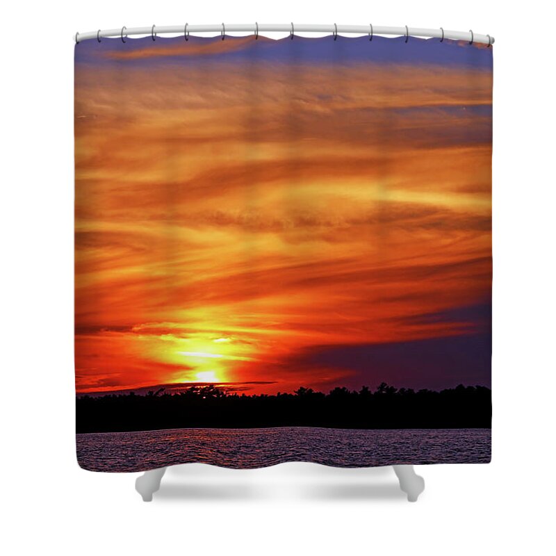 Sunset Shower Curtain featuring the photograph Blazing Sky by Debbie Oppermann