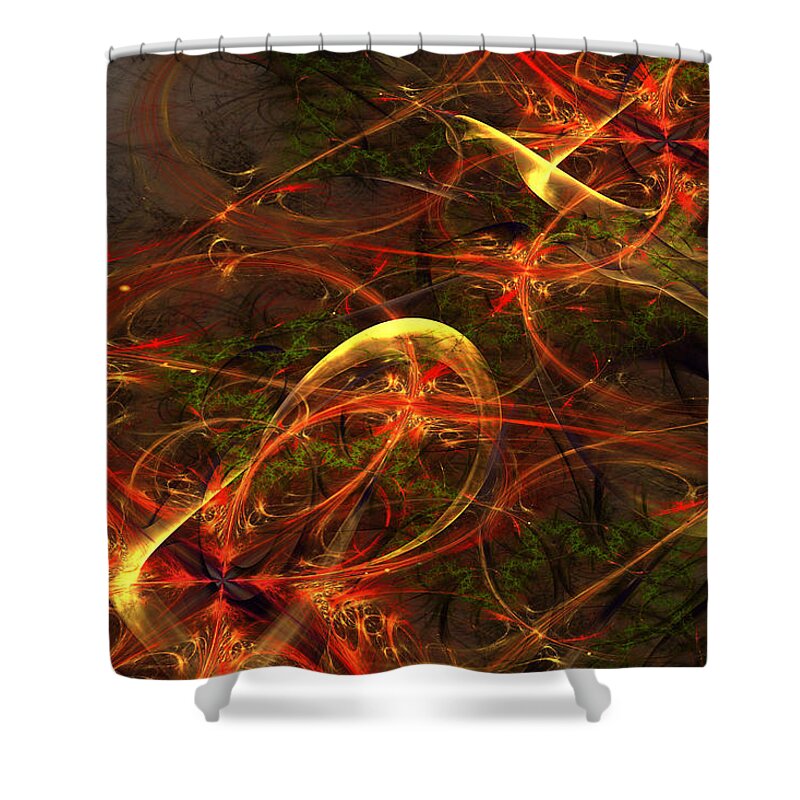 Art Shower Curtain featuring the digital art Blood and Oil in the Orient by Jeff Iverson