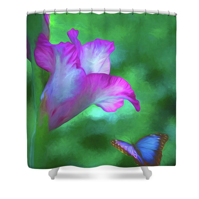 Blossom Shower Curtain featuring the photograph Blossom and Butterfly by Cathy Kovarik
