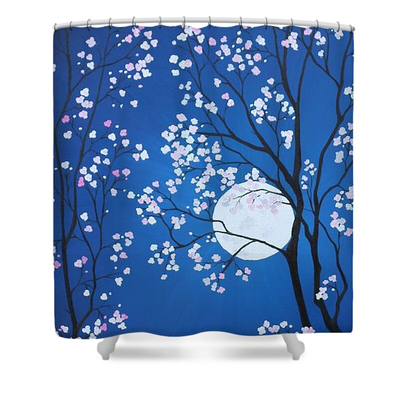 Cherry Blossoms Shower Curtain featuring the painting Blossom Waters by Berlynn